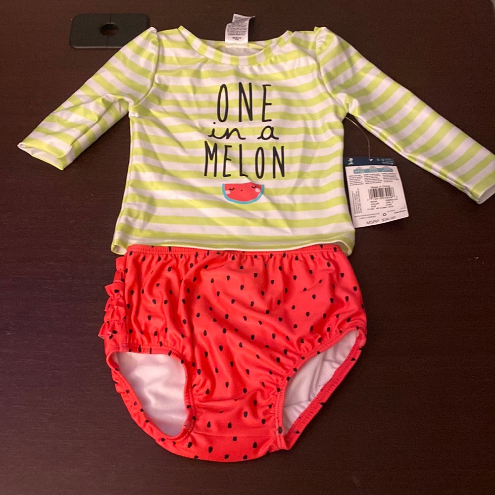 New Gerber 2 pc bathing suit, watermelon.